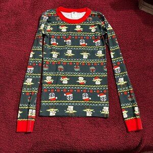 Hanna Andersson Star Wars Mandalorian Xmas Long John Pajama top size 14